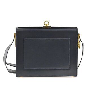 CELINE Logo Crossbody Shoulder Handbag Leather Blue GHW Italy